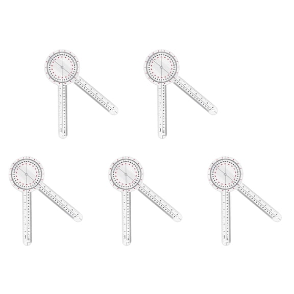 5pcs 12 Inch Goniometer,Transparent Orthopedic Angle Ruler Plastic Goniometer 360 Degree Spinal Goniometer