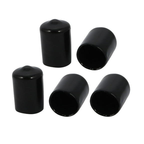 5pcs 12mm Inner Dia Flexible Vinyl Cap Screw Thread Protector Cover Black