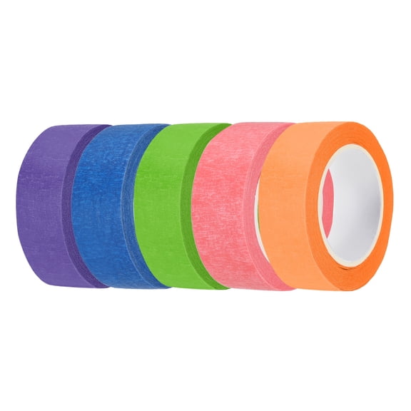 5pcs 13/16" x 11 Yard Colored Masking Tape, Dark Blue Green Pink Orange Purple