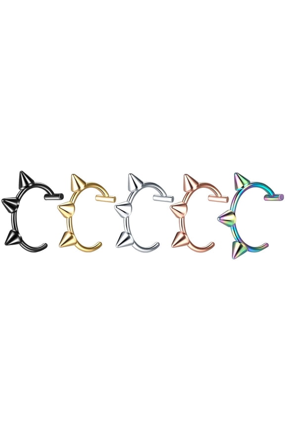 5pcs/15pcs 10mm Punk Stainless Steel Fake Lip Rings C-Clip Lip Rings Rook Tragus Faux Septum Body Piercing Jewelry
