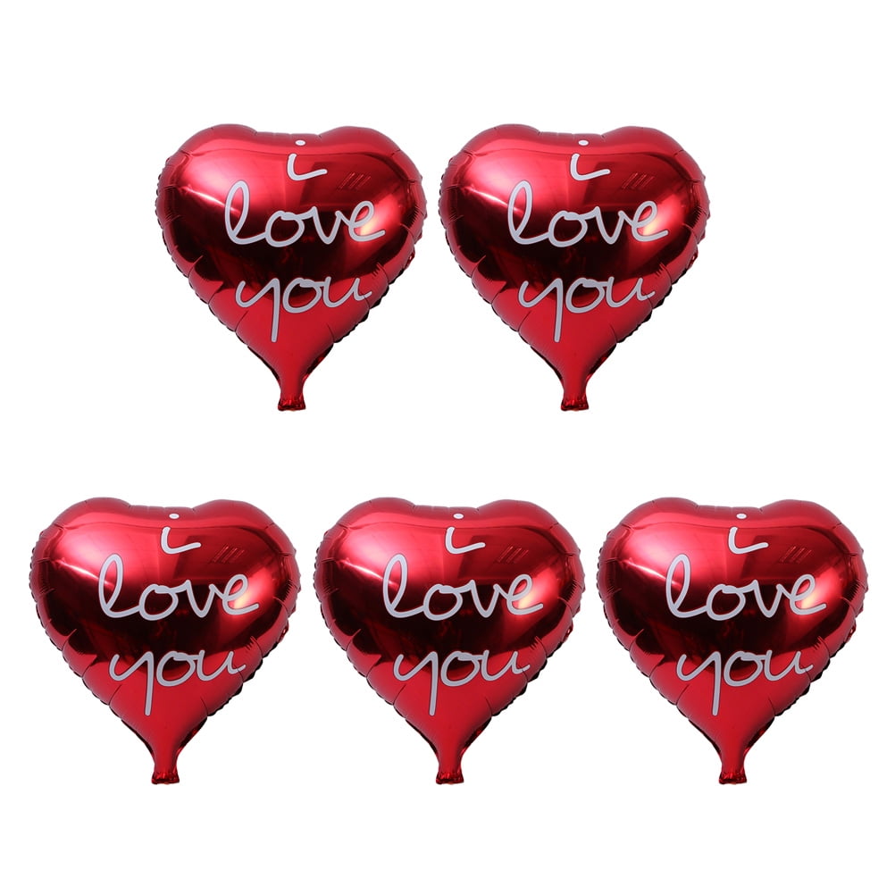 5pcs 18Inch Love Foil Balloon Romantic Loving Heart Decor Balloons for Valentine's Day Wedding Party Festival Supplies (Red)