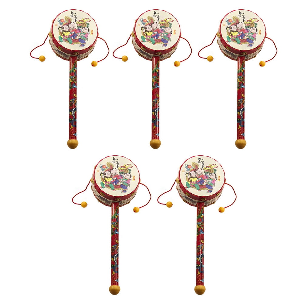 5pcs 19cm Rattledrums Chinese Style Balance Drum Rattle Shaker