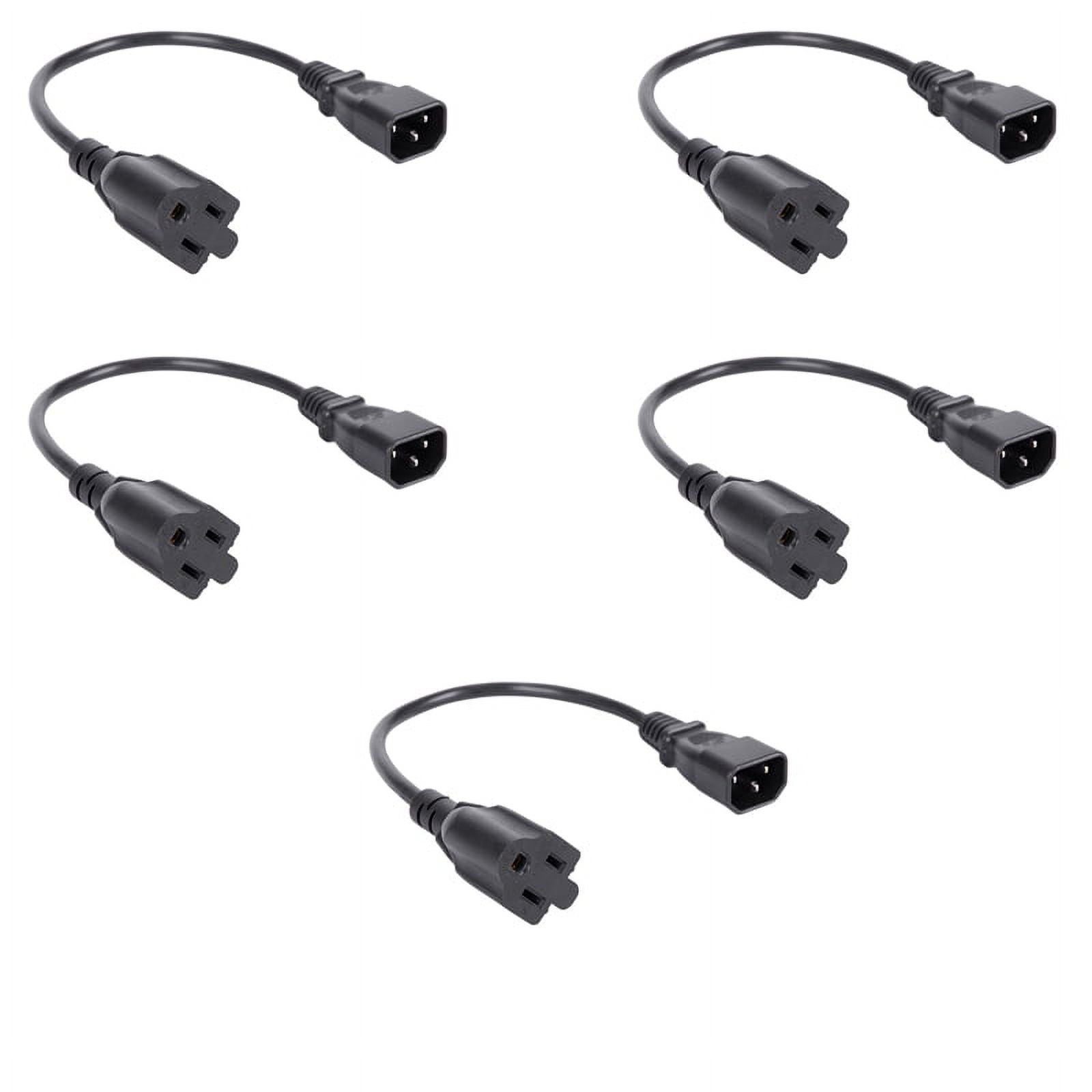 5pcs 1Ft IEC 320 C14 Male Plug to NEMA 5-15R 3 Female PC Power Adapter Cable Black,5 x PC Power Adapter Cable,Black