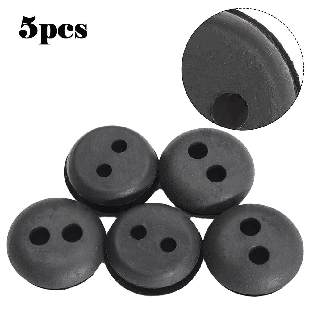 5pcs 2Hole Black Rubber Fuel Gas Tank Line Grommet For Home Trimmer Lawn Mower