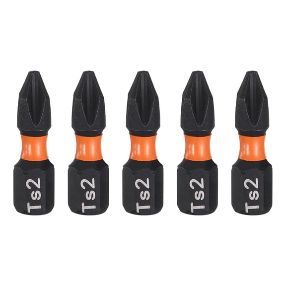 5pcs #2 Phillips Impact Screwdriver Bit PH2 1/4" Hex Shank 1" (25mm) Long Magnetic Cross Head Drill Bits S2 Steel Industrial Screw Driver for Impact Power Drivers, Black/Red