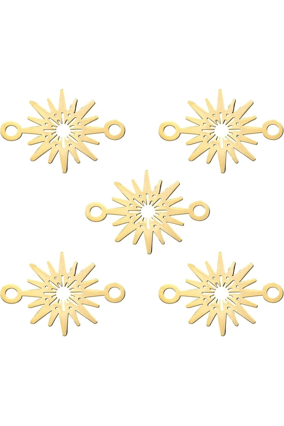 5pcs 20.5mm Stainless Steel Golden Sun Pendant Sun Flower Pendant Sunshine Charm Sunbrust Charm Sunrise Pednant for Bracelet Necklace Earrings Making Colorful