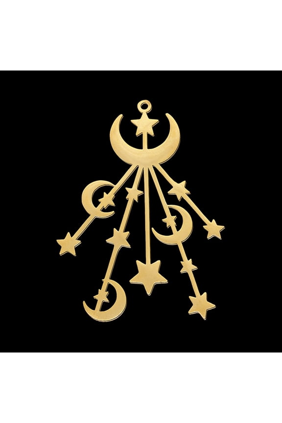 5pcs 201 Stainless Steel Big Pendants Laser Cut Moon with Star Golden 53x36.5x1mm Hole: 1.6mm