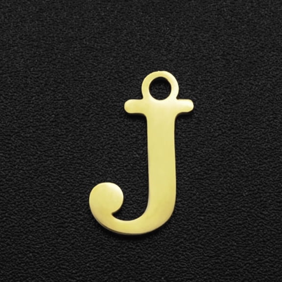 5pcs 201 Stainless Steel Laser Cut Letter Golden Letter.J 12x7x1mm Hole: 1.5mm