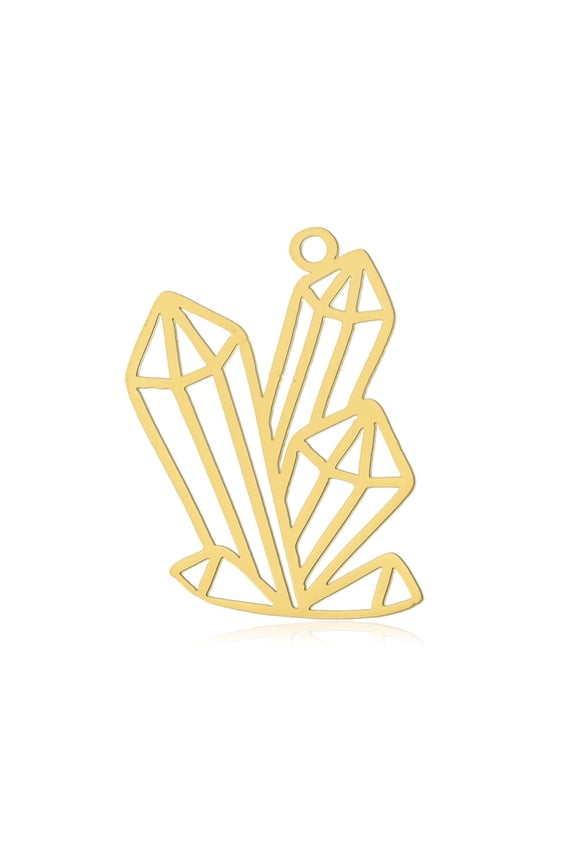 5pcs 201 Stainless Steel Pendants PVD Vacuum Plating Laser Cut Golden 25x17x1mm Hole: 1.6mm