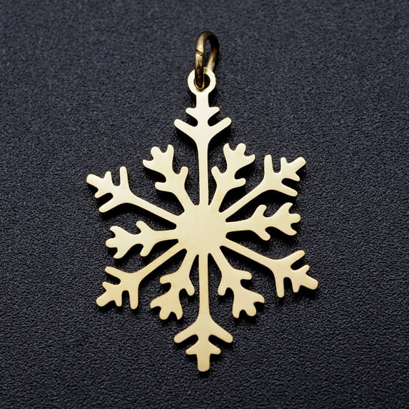 5pcs 201 Stainless Steel Pendants with Unsoldered Jump Rings Christmas Snowflake Golden 26.5x19x1mm Hole: 3mm Jump Ring: 5x0.8mm