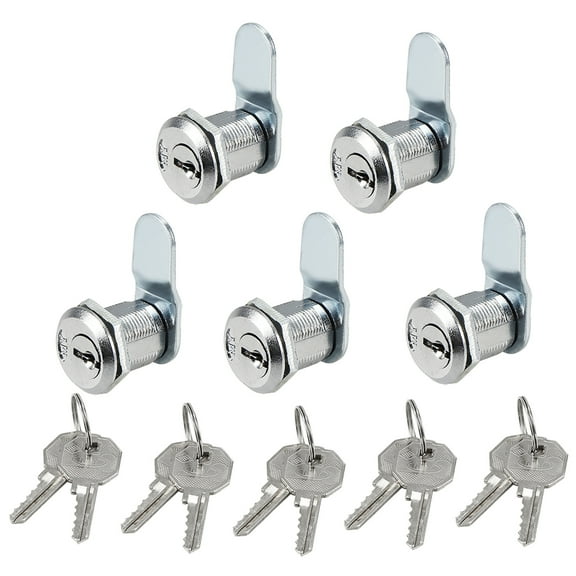 5pcs 20mm Cylinder 33mm Cam Zinc Alloy Chrome Plated Cam Lock w Key, Keyed Alike