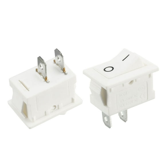 5pcs 250V/6A 125V/10A 2P I/O 2 Position Snap-in Boat Rocker Switch White