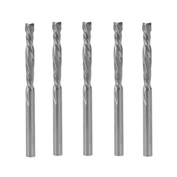 5pcs 3.175x22mm Up and Down Cut Two Flutes Spiral Carbide Mill Tool Cutters for CNC Router Compression Wood End Mill Cutter Bits