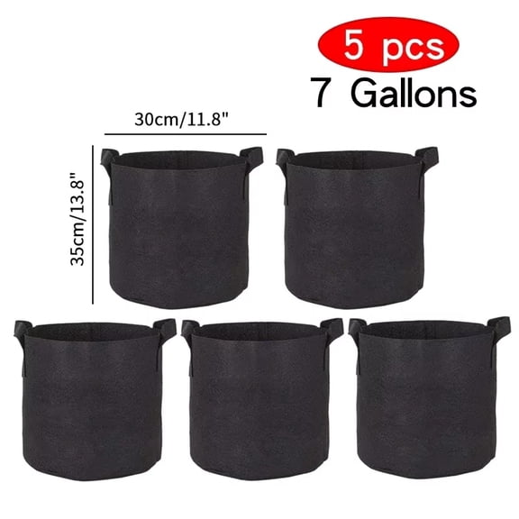 5pcs 3/4/5/7 Gallon Grow Bags Fabric Felt Planter Flower Planting Pots Garden Vegetable Tomato Potato Plant Pot Container Pouch