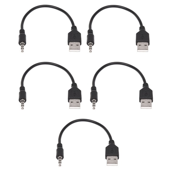 5pcs 3.5mm Plug AUX Audio Jack to USB 2.0 Male Charger Cable Adapter Cord for Car MP3