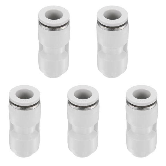 5pcs 3/8" x 1/4" Pneumatic Push to Connect Fittings Straight Union, White