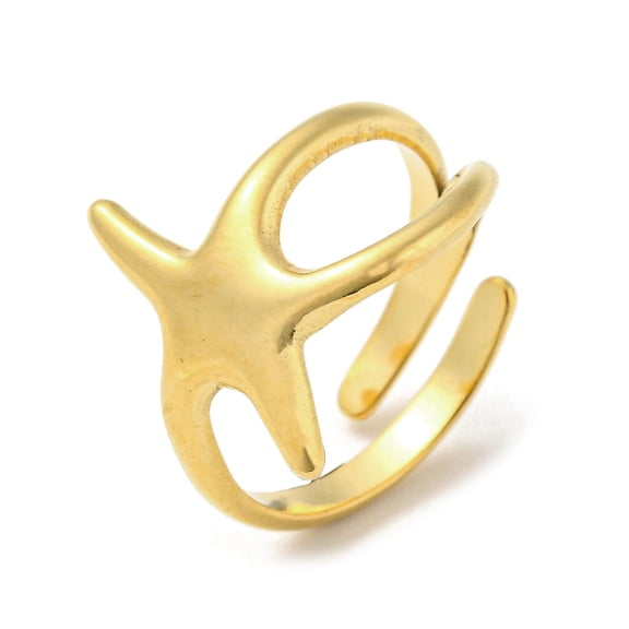 5pcs 304 Stainless Steel Adjustable Rings for Women Starfish Golden Inner Diameter: 17.8mm