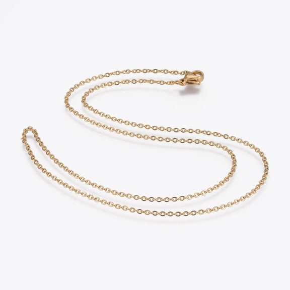 5pcs 304 Stainless Steel Cable Chain Necklaces with 304 Stainless Steel Clasps Golden 17.7 inch(45cm) 1.5mm