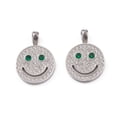 thumbnail image 1 of 5pcs 304 Stainless Steel Pendants with Glass Rhinestone Flat Round with Smiling Face Pattern Charm Stainless Steel color 23.5x17x2.7mm Hole: 3x2.5mm, 1 of 3