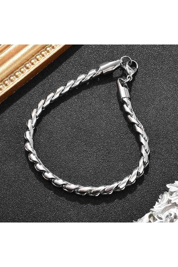 5pcs 304 Stainless Steel Rope Chain Bracelets for Men Women Stainless Steel Color 8 inch(20.3cm)