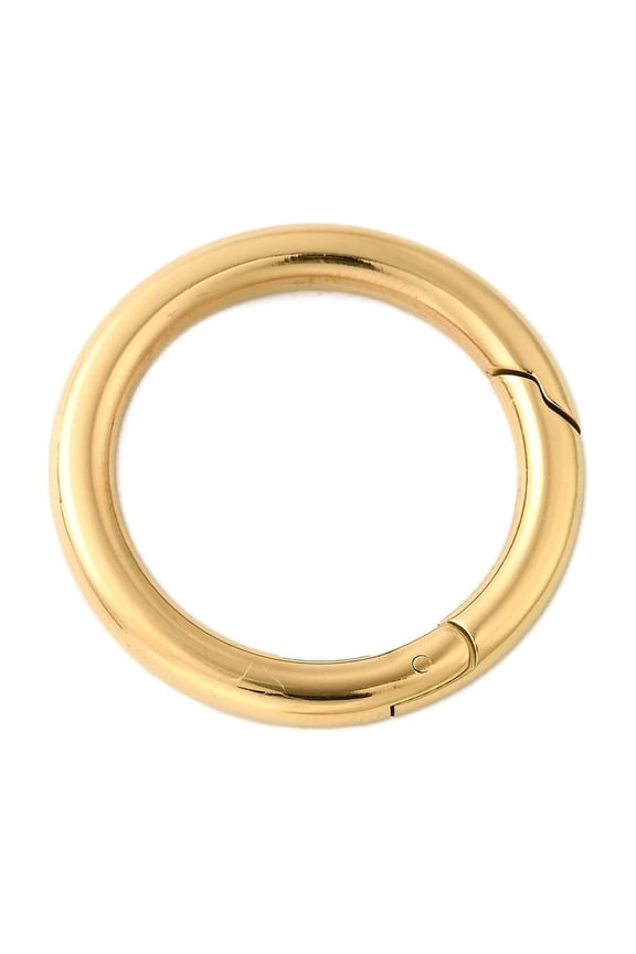 5pcs 304 Stainless Steel Spring Gate Rings Ion Plating(IP) Golden 30x3.5mm