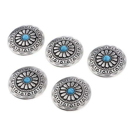 5pcs 30cm Round Western Buttons Turquoise Concha Studs For Screwing Alloy For DIY Jacket C