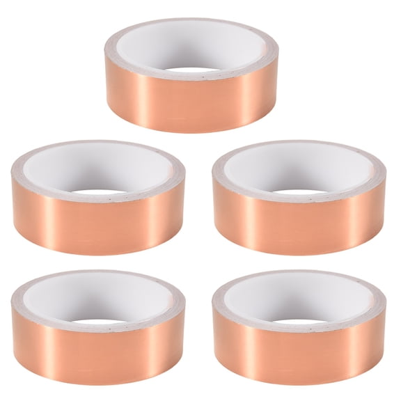 5pcs 30mm X10M Copper Foil Tape Adhesive Shielding Guitar Snail Barrier Tool,5 x Tape,Rose Gold