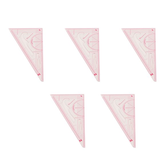 5pcs 3220 Triangle Ruler Set Transparent Plastic Triangle Drawing Measuring Ruler for Designers Tailors Students