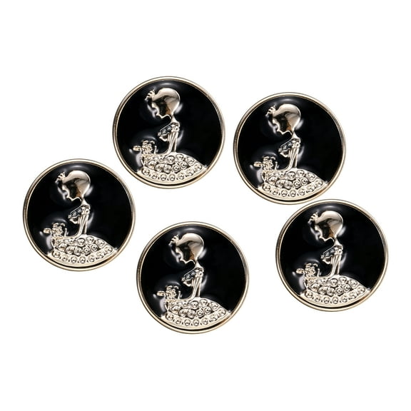 5pcs 34L Gold White Faux Pearl Buttons 21mm 7/8" Dia 0.43" Thick Plastic Round Sewing Button Replacement Craft Fastener for Coats Clothing DIY Crafts Style I