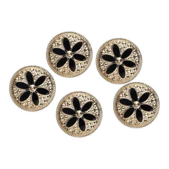 5pcs 34L Gold White Faux Pearl Buttons 21mm 7/8" Dia 0.49" Thick Plastic Round Sewing Button Replacement Craft Fastener for Coats Clothing DIY Crafts Style Q