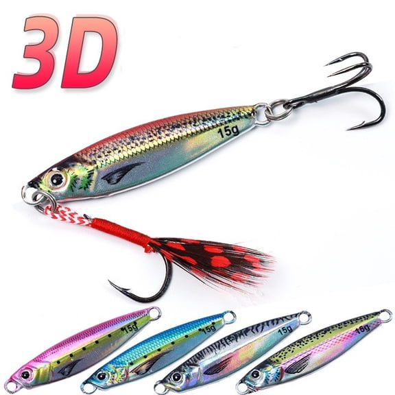 5pcs 3D Printed Metal Jig Jigging Spoon Vertical Diamond Jig Long Casting Lures