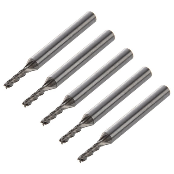 5pcs 3mm6mm12mm60mm 4 Flutes HSS AL End Mill Milling Cutter Tool,5 x Straight Shank End Mill Cutter,gray