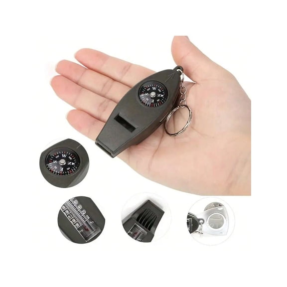 5pcs 4 In 1 Compass Thermometer Magnifier Whistle With Clear Temperature Dial Built In Magnifier And Loud Whistle Compact Survival Emergency Tool For Camping Hi