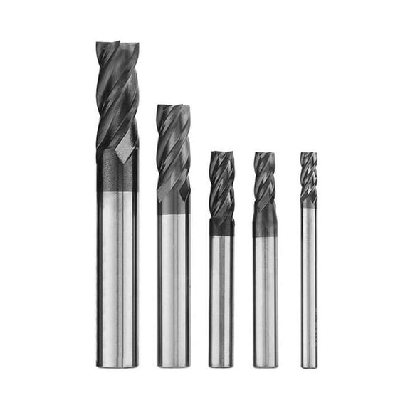 5pcs 4 Flute Milling Cutter Router Bits CNC End Mill Set Rotary Bits Tool Straight Shank 4-10mm