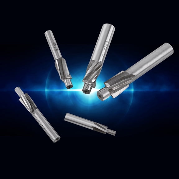 5pcs 4 Flutes Counterbore Bit Metal Set Countersink End Mill Cutter Straight Shank Slot Drill Bits Tool Set