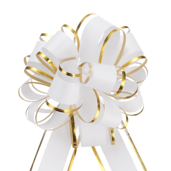 Uxcell 5Pcs 4" Large Big Pull Bow Gift Wrapping Bows Ribbon for Christmas White