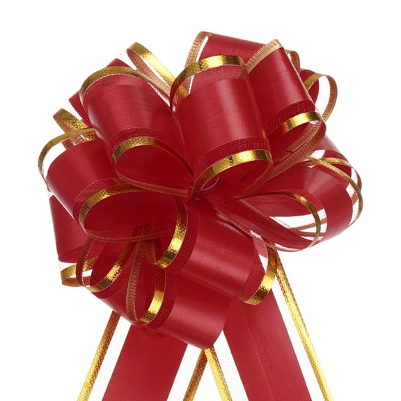 Uxcell 5Pcs 4" Large Big Pull Bow Gift Wrapping Bows Ribbon for Christmas Wine Red