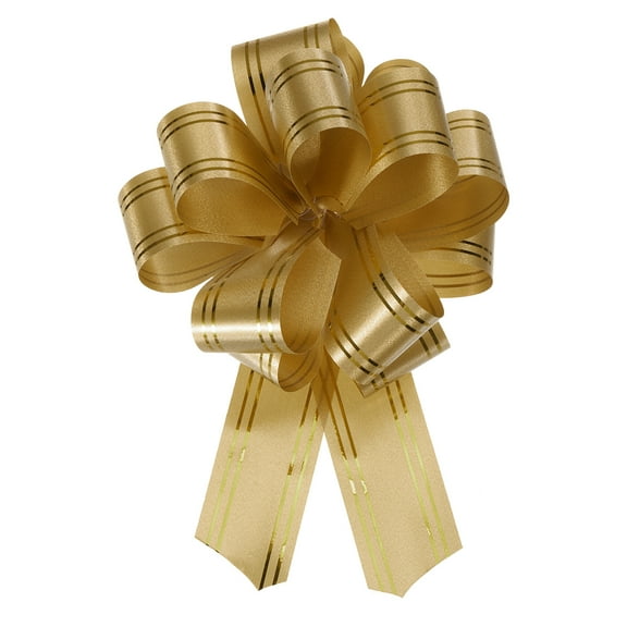 5pcs 4 Inch Large Pull Bow Metallic Gold Gift Wrapping Bows with Gold Edge