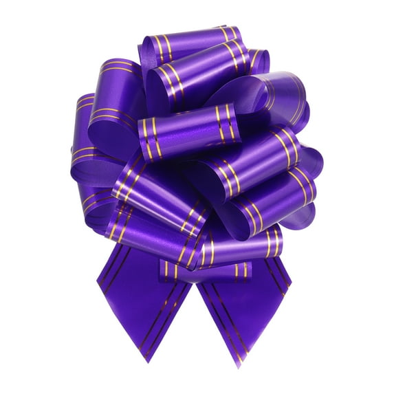 5pcs 4 Inch Large Pull Bow Metallic Purple Gift Wrapping Bows with Gold Edge