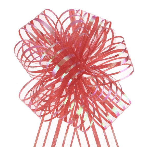 5pcs 4 Inch Organza Pull Bow Metallic Gift Wrapping Bows Ribbon Chiffon Yarn Dark Red for Wedding Christmas