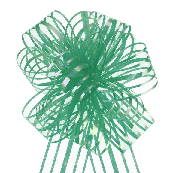 5pcs 4 Inch Organza Pull Bow Metallic Gift Wrapping Bows Ribbon Chiffon Yarn Forest Green for Wedding Christmas