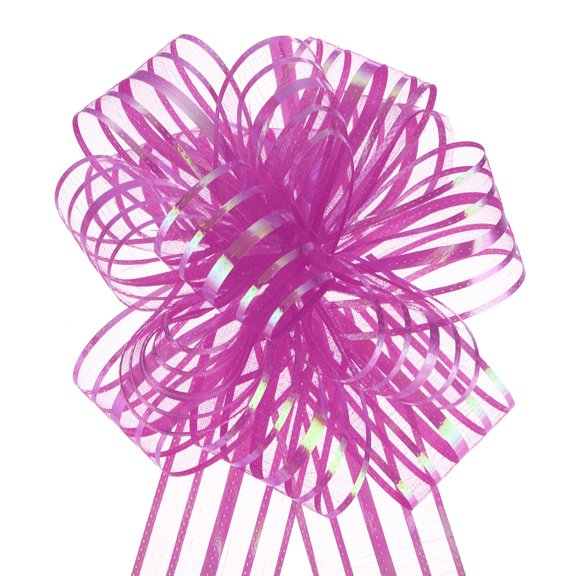 5pcs 4 Inch Organza Pull Bow Metallic Gift Wrapping Bows Ribbon Chiffon Yarn Plum Red for Wedding Christmas