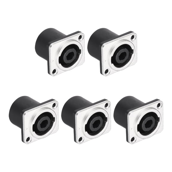 5pcs 4 Pole Speaker Jack Twist Lock,1 Inch XLR Speaker Panel Mounts,Black