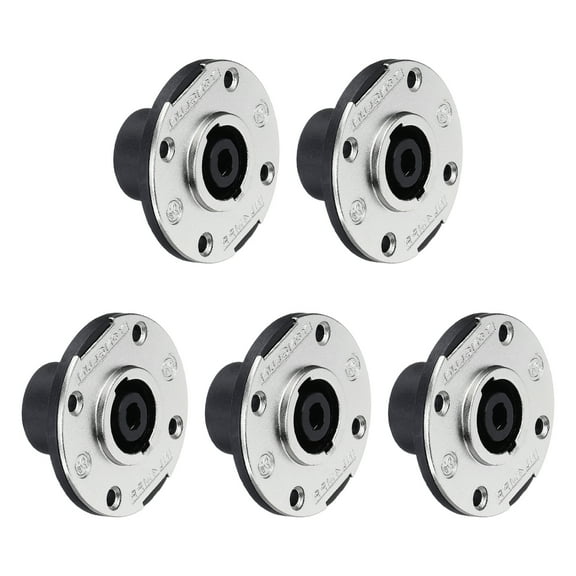 5pcs 4 Pole Speaker Jack Twist Lock,2.2 Inch XLR Speaker Panel Mount,Black