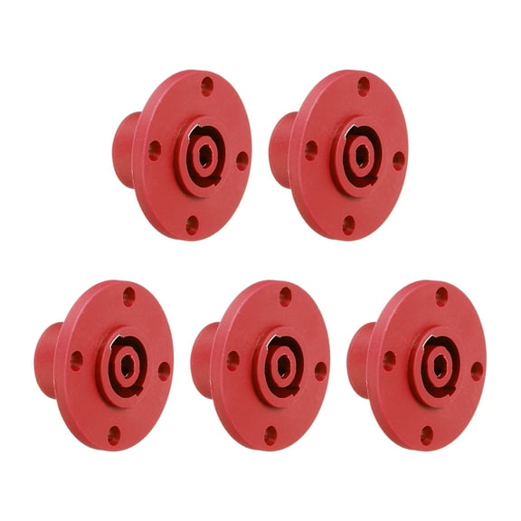 5pcs 4 Pole Speaker Jack Twist Lock,2 Inch XLR Speaker Panel Mount,Red