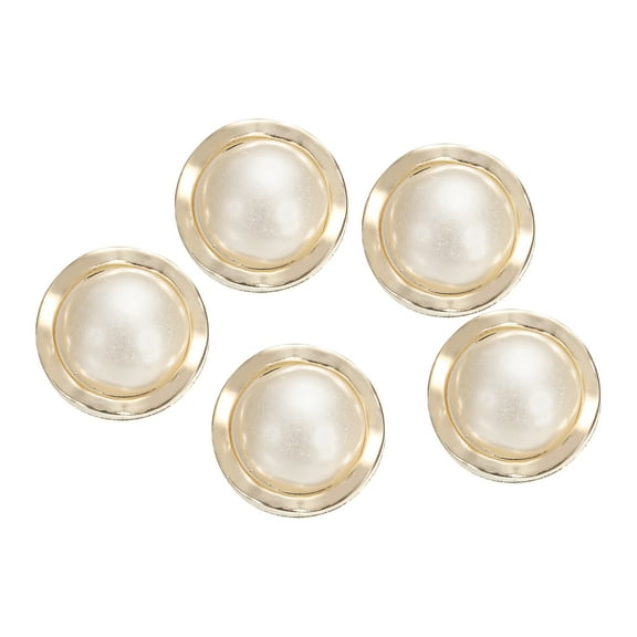 5pcs 40L Gold White Faux Pearl Buttons 25mm 1" Dia 0.59" Thick Plastic Round Sewing Button Replacement Craft Fastener for Coats Clothing DIY Crafts Style B