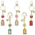 thumbnail image 1 of 5pcs 5 Colors Lucky Cat Keychains Japanese Beckoning Cat Keychain Maneki Neko Keyring with Bell and Lucky Amulet Charms Lucky Charm Key Ring for Handbag Backpack Purse Car Keys Decoration, 1 of 6