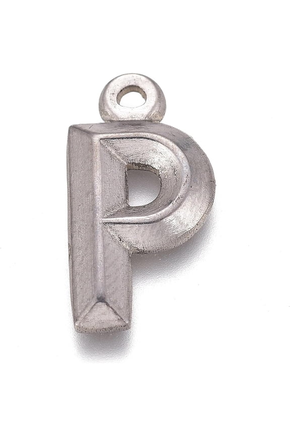 5pcs 5 Pcs 304 Stainless Steel Alabet Pendants Alabet Pendant Accessory Letter.P Pendant Ornament for Women Birthday Festival Elegant Gifts DIY Personalized Jewelry 16x8.5x2mm Hole: 1.2mm