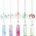 thumbnail image 1 of 5pcs 5 Styles Japanese Wind Chimes Flower Theme Handcrafted Glass Wind Bells Glass Wind Bells Creative Hanging Pendants, 1 of 9