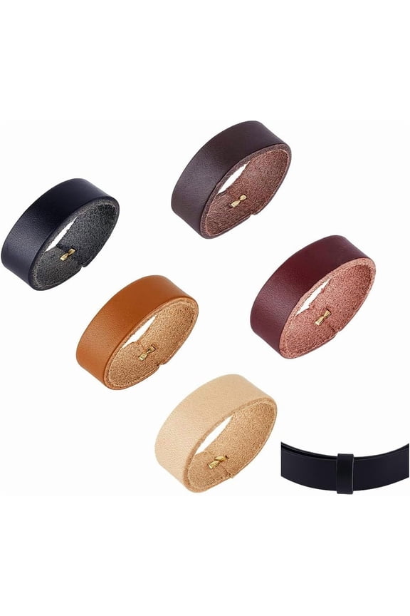 5pcs 5 colors Cowhide Leather Loop Keepers Waist Belt Buckle Oval Mixed color 45x15.5x2.5mm 1pc/color